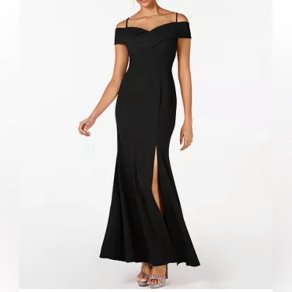 Nightway Black Off‎ Shoulder Bridesmaid Dress Size 8 MPN 21825